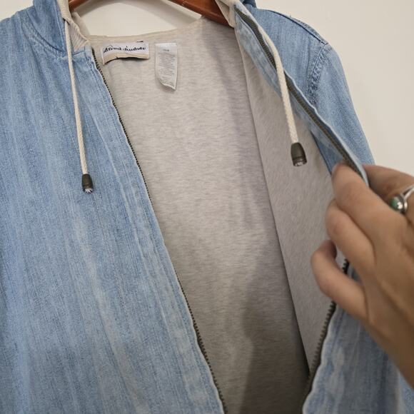 Vintage Chambray Denim Sweatshirt Jacket Womens 22W Lined Boho 90s Retro Y2K - Picture 5 of 10